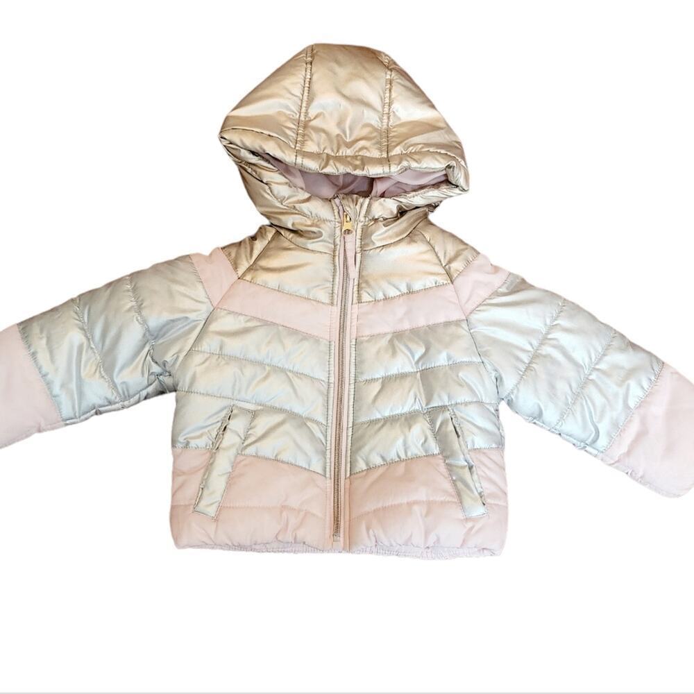 ROTHSCHILD PINK/SILVER PUFFY WINTER CHILDRENS COAT SIZE 12M